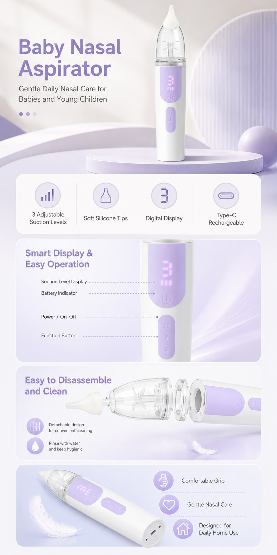 DQ66 Aspirador nasal elétrico para bebês — features and specifications 4